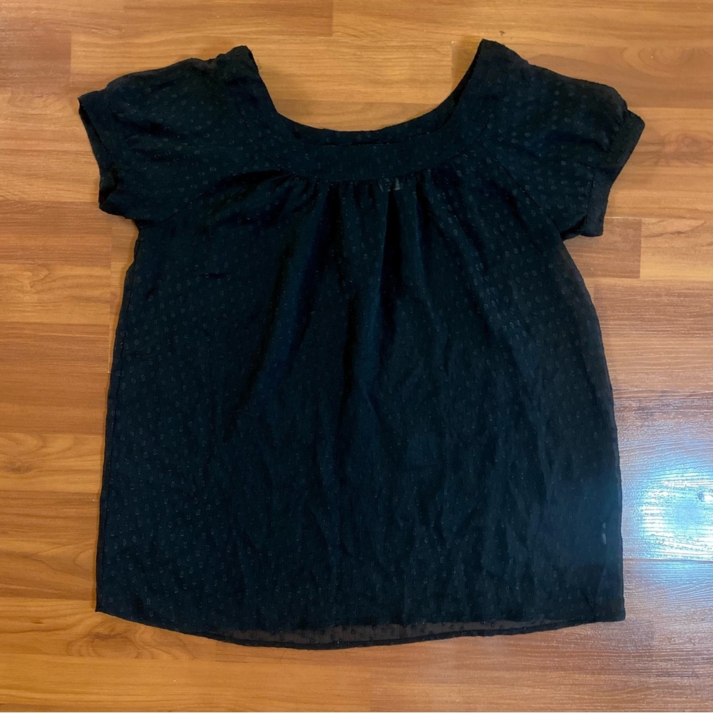 DKNY Black Polka Dot Women's Babydoll Top